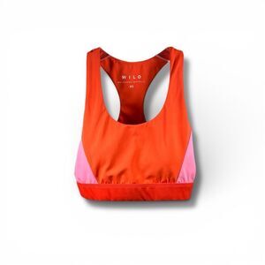 WILO The Label Soft Padded Color Block Sports Bra in Pink and Orange Size XS